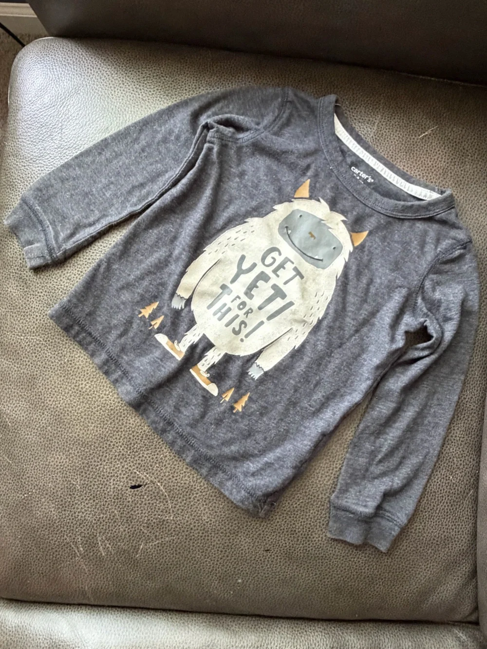 Carter's Heather Gray Long-Sleeve Shirt with Yeti Graphic